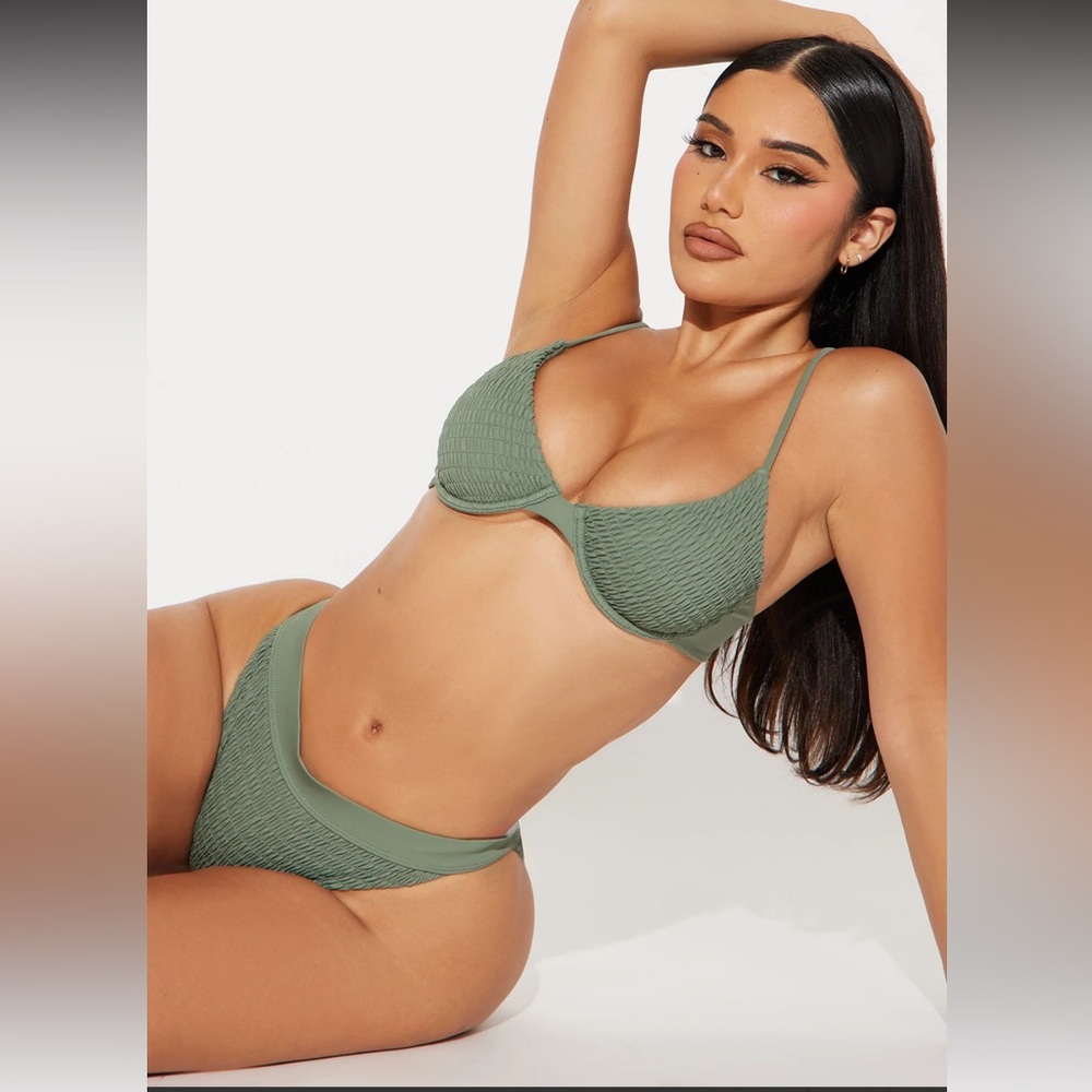 Olive Green Underwire Two Piece Bathing Suit